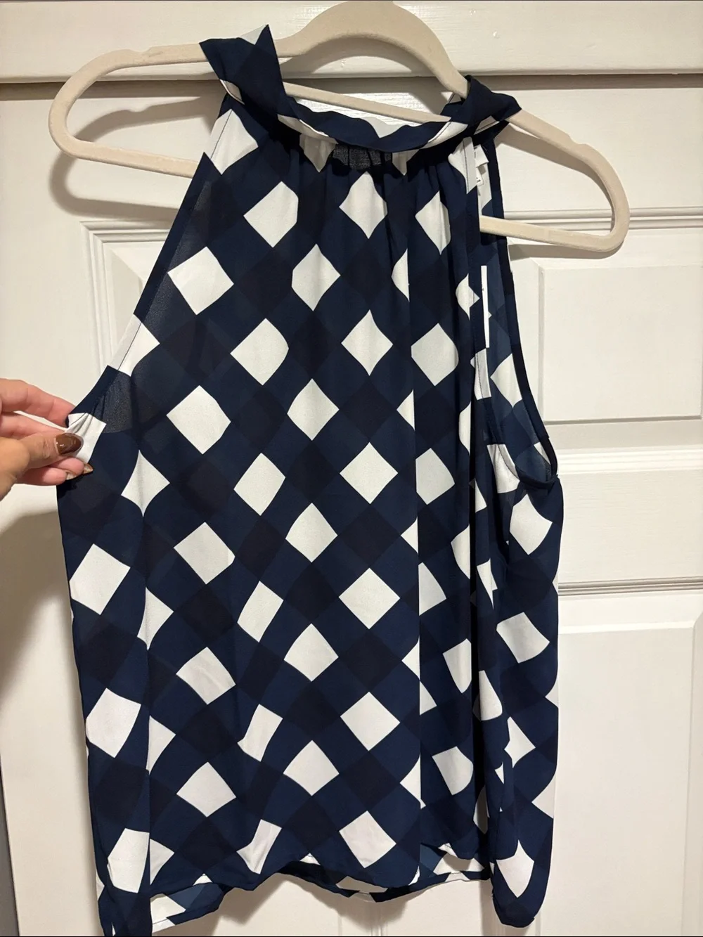 J. Crew Navy and White Geometric Halter Camisole